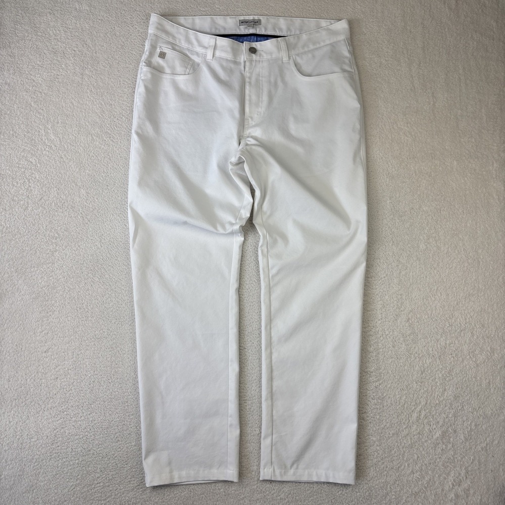 PETER MILLAR 'eb66 Performance 5-Pocket Pants' Mens 34/29 White Stretch Chinos